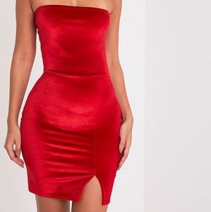 A velvet mini bodycon dress